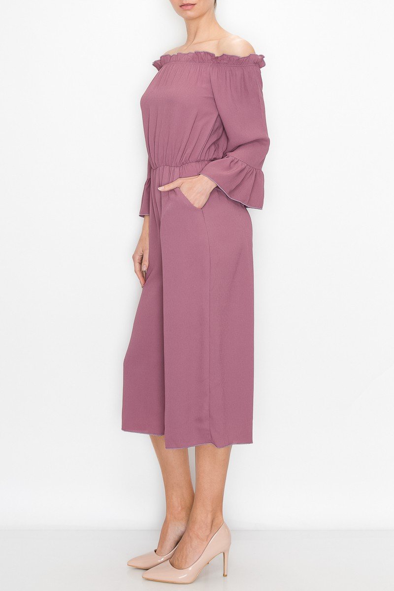 Off Shoulder Jumpsuit - Mauve