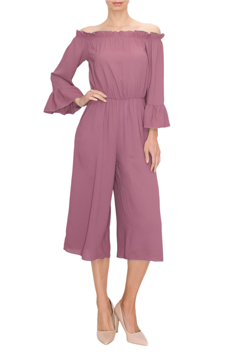 Off Shoulder Jumpsuit - Mauve