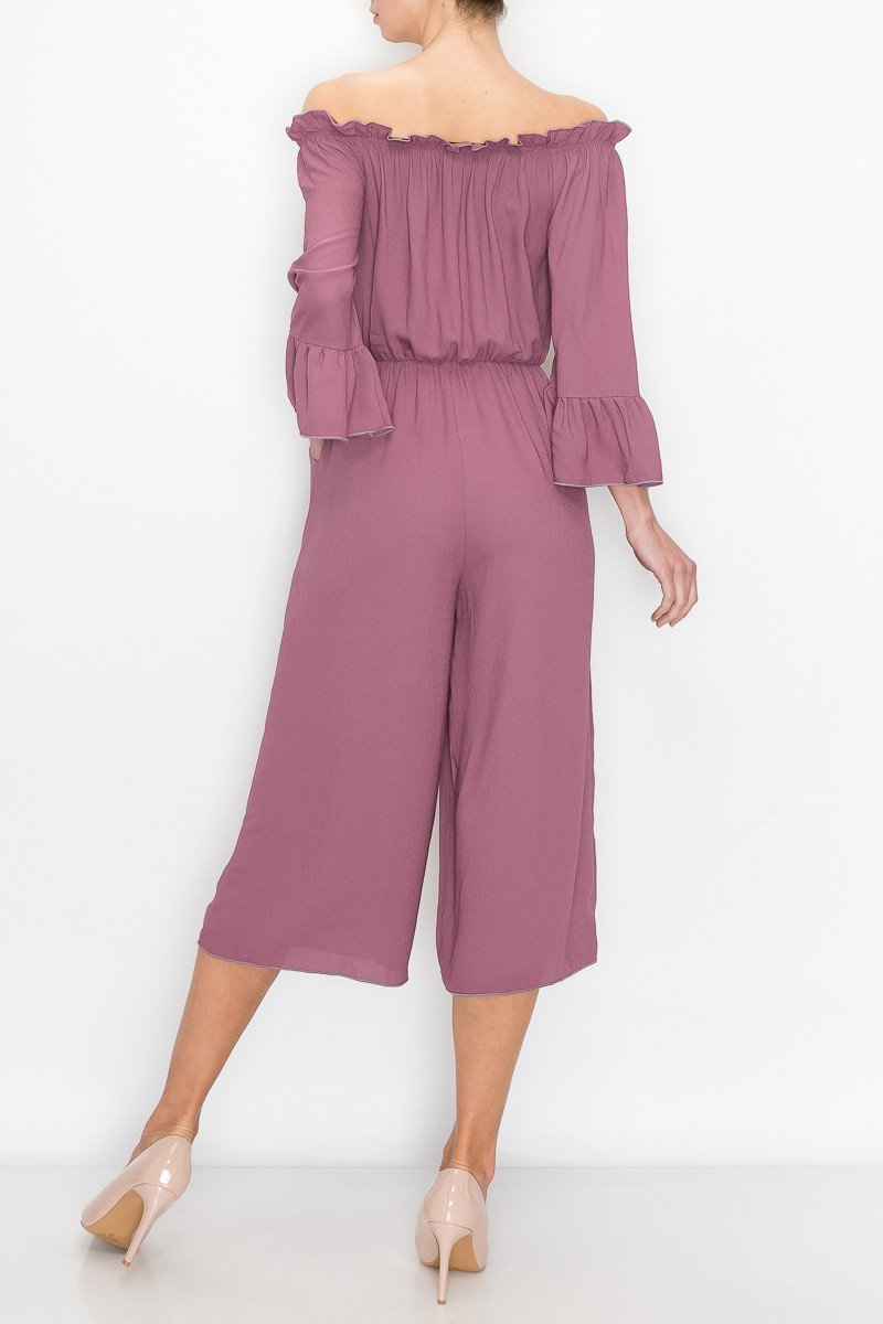 Off Shoulder Jumpsuit - Mauve