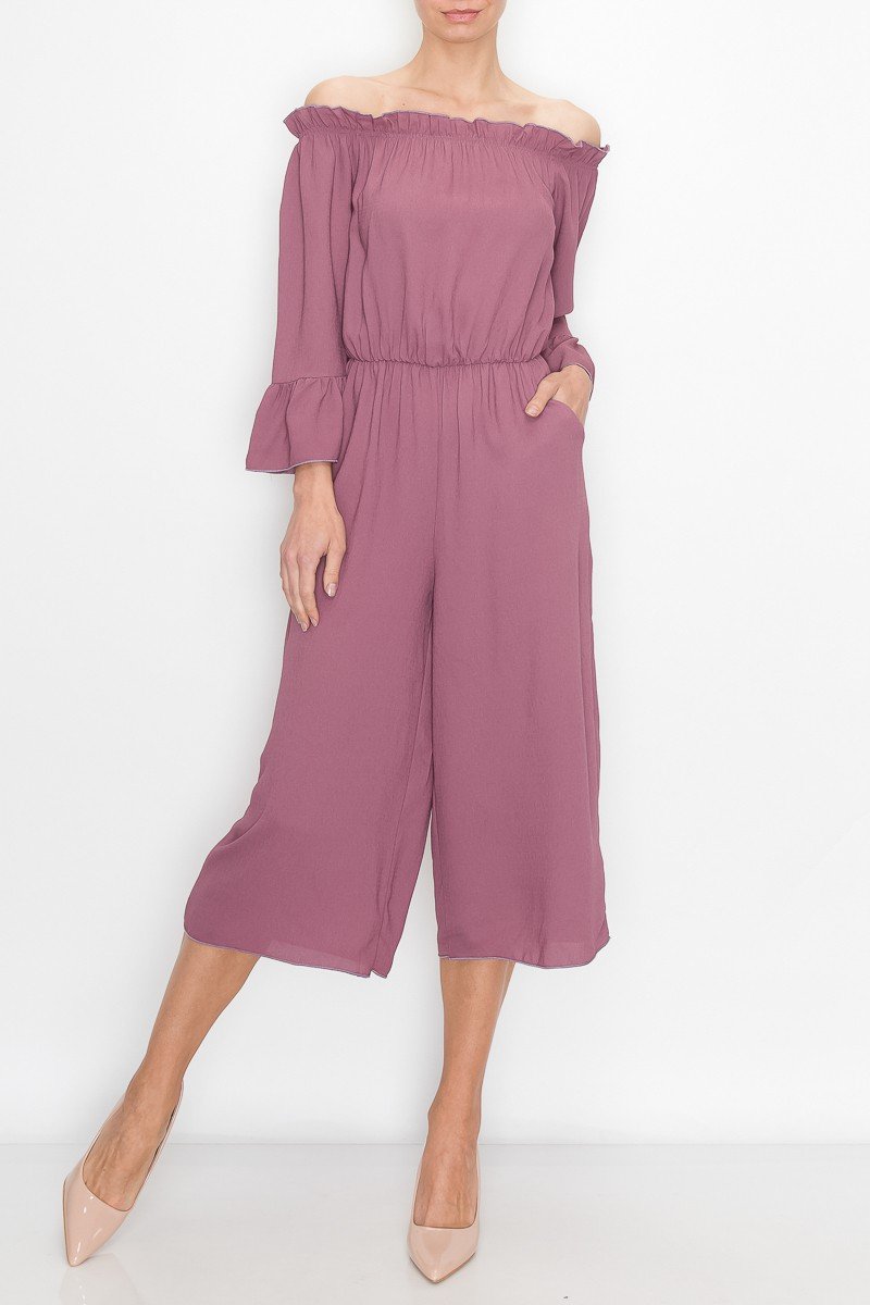 Off Shoulder Jumpsuit - Mauve