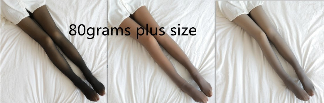 Translucent Plus Size Leggings Fleece Lined Tights Fall And Winter Warm Fleece