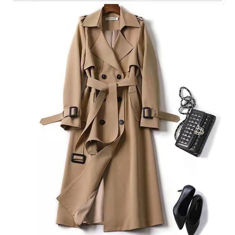 Women's Classic Trench Coat,  Mid-Length Jacket For Spring And Fall.