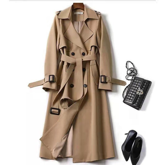 Women's Classic Trench Coat,  Mid-Length Jacket For Spring And Fall.