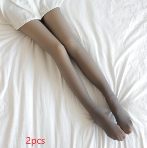 Translucent Plus Size Leggings Fleece Lined Tights Fall And Winter Warm Fleece