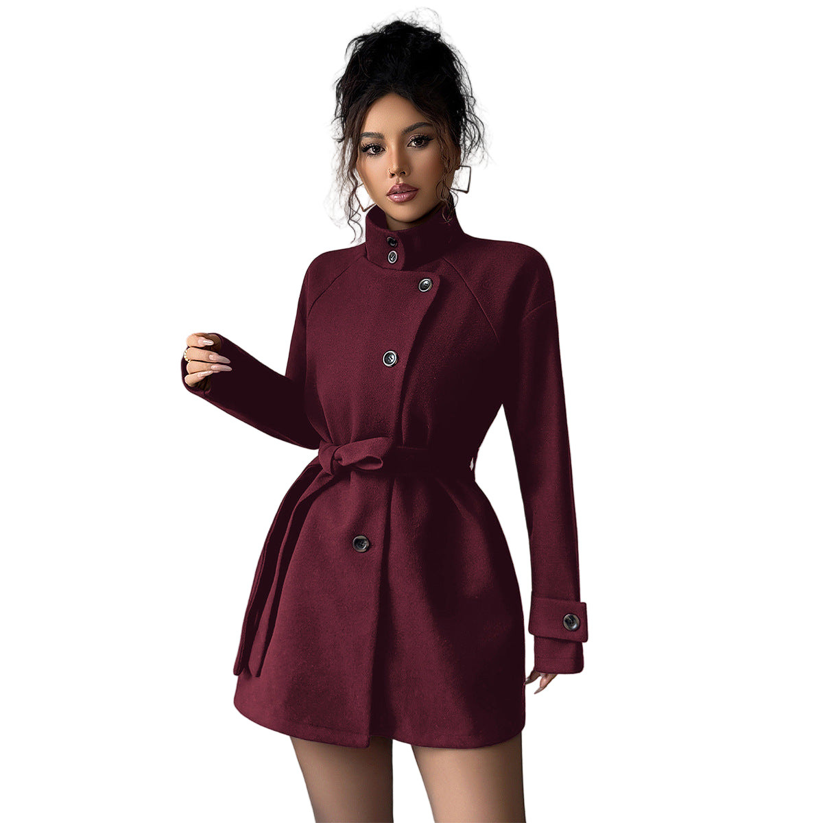 Women's Solid Color Casual Button Long Sleeved Windbreaker Jacket