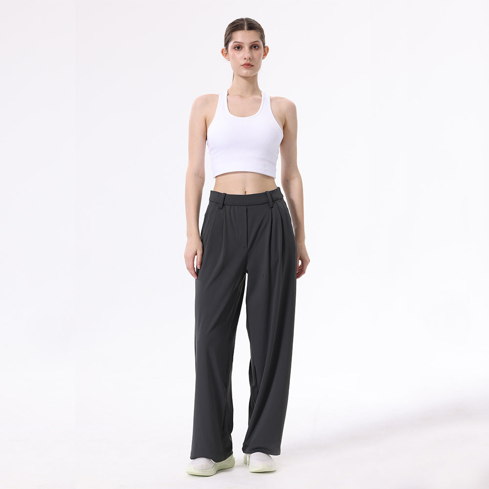 High Waist Drooping Loose Sports Straight Pants Commute Leisure Suit Pants