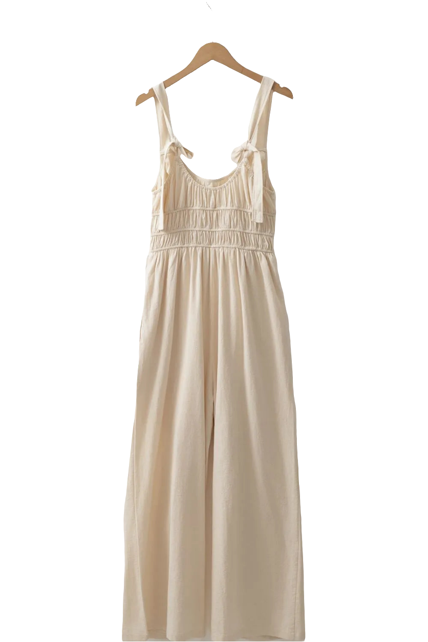 Ruched Sleeveless Wide Leg Jumpsuit