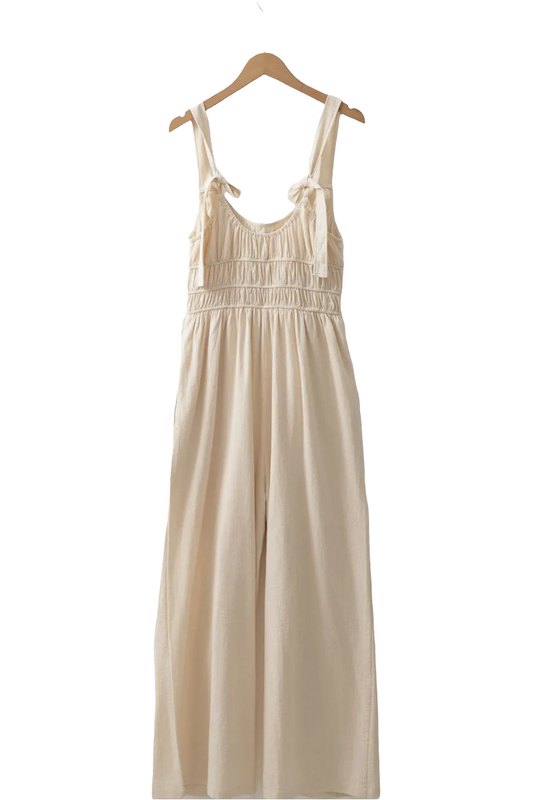Ruched Sleeveless Wide Leg Jumpsuit