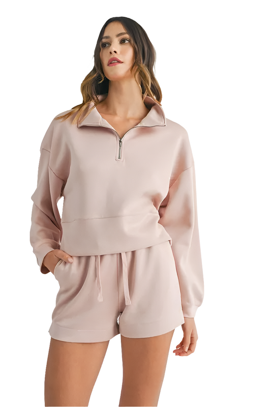 MABLE Half Zip Sweatshirt and Shorts Set