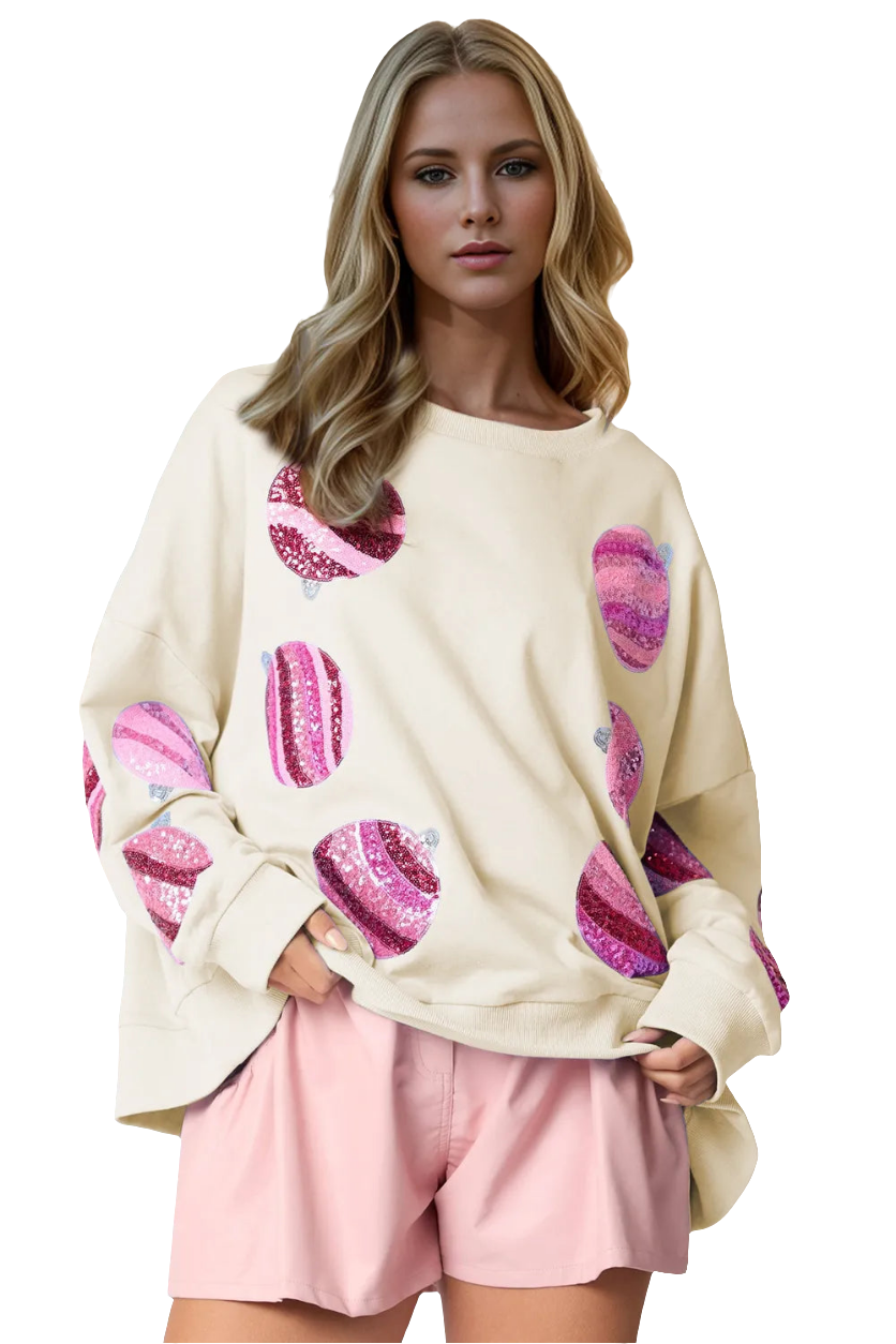 Double Take Sequin Round Neck Long Sleeve Sweatshirt