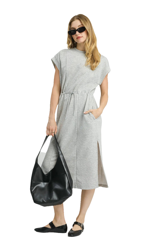 Umgee Side Slit Short Sleeve Midi Tee Dress