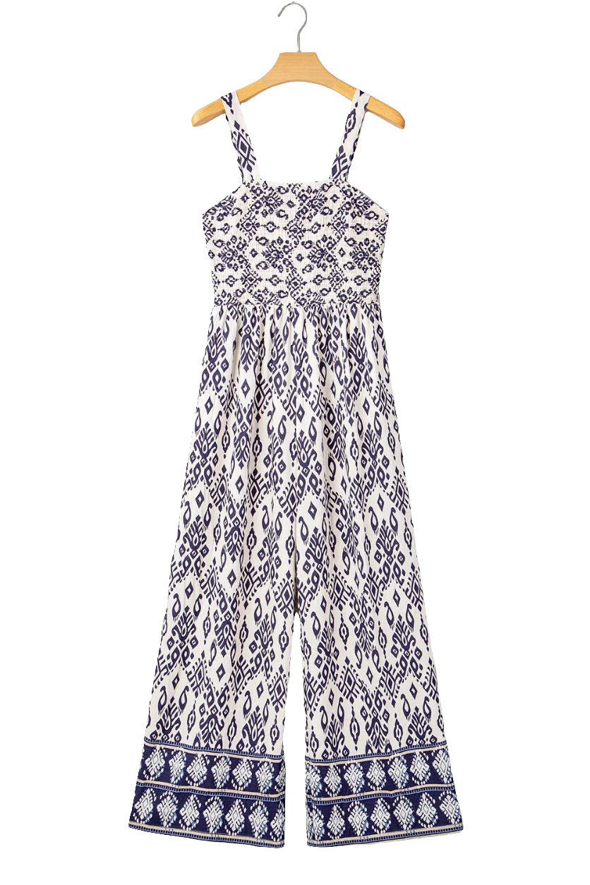Bohemian Print Wide Leg Jumpsuit