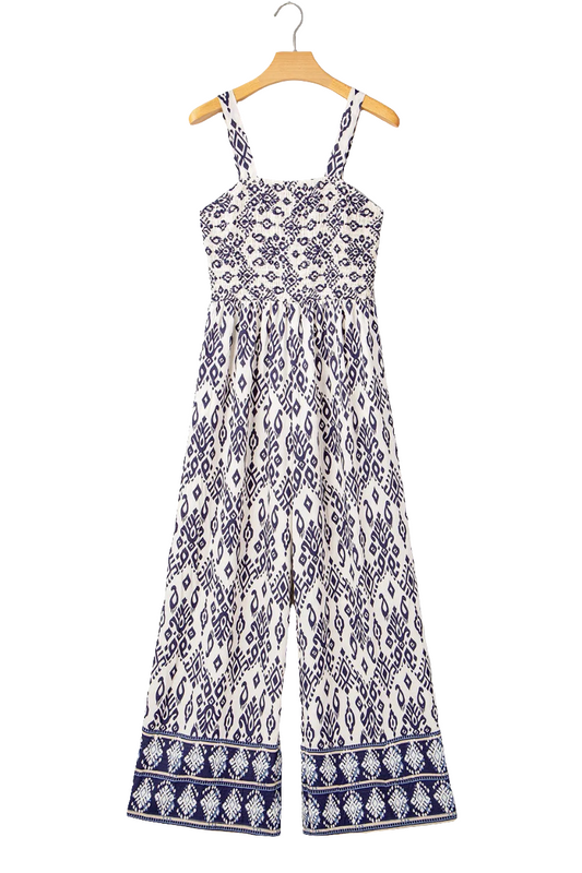 Bohemian Print Wide Leg Jumpsuit