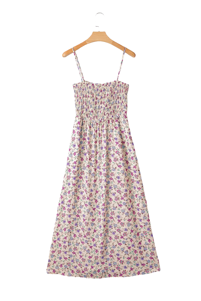 Multicolour Bohemian Ditsy Floral Smocked Fit Flare Sundress