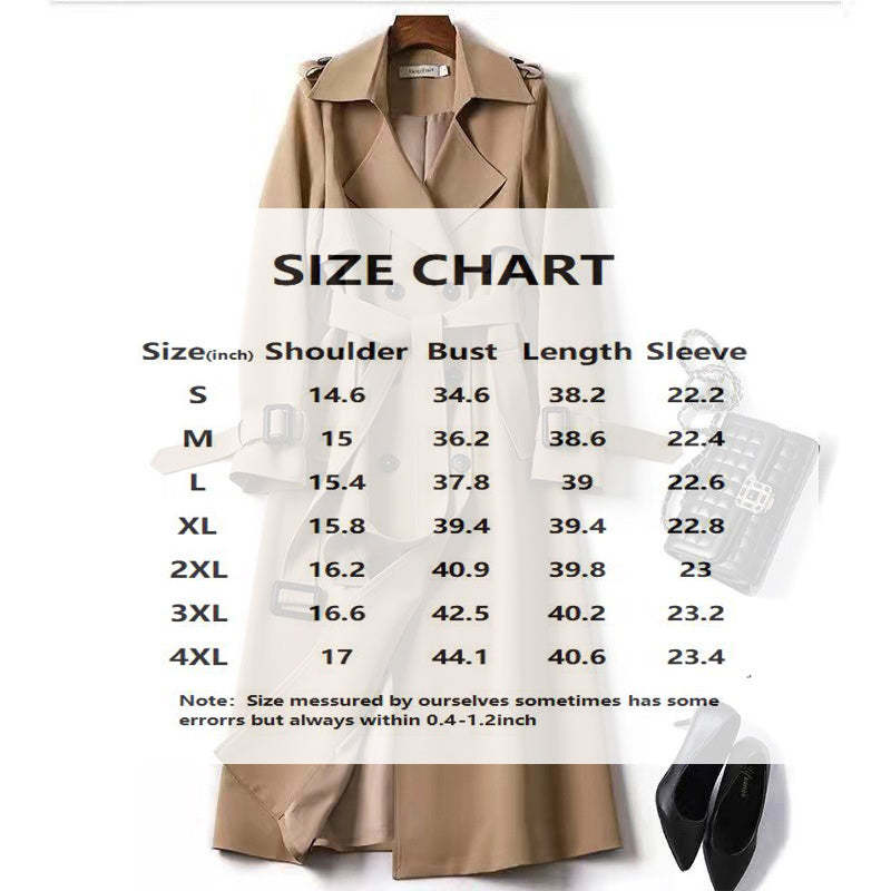 Women's Classic Trench Coat,  Mid-Length Jacket For Spring And Fall.